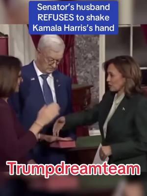 Senators Husband refuses to shake Kamala Harris’s Hand #trumpdreamteam #foryoupage #fyp #trump2024 #crookeddemocrats #presidentelect #kamalaharris 