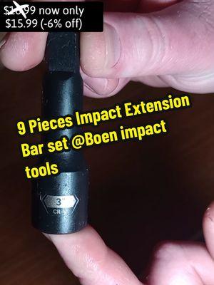 9 piece Impact Extension Bar set  sold by - Boen impact tools  @BOEN Impact Tools  #boenimpacttools #9piecebarset #boensextensionset #tools #blackfinish #boentools #endyearsale #johnboyscreepycontent416 #fypシ゚viral #fypage #fyppppppppppppppppppppppp #fyp 