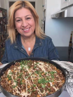 ONE-PAN GROUND BEEF AND RICE! It’s cold here in Boston, and this quick, one-pot comforting beef and rice dish is perfect for warming your heart and belly! 🥰 My kids have requested this dish to be on the weekly menu. SO GOOD! Follow @RuhamasFood for more recipes RECIPE BELOW  Recipe: Ingredients: 1/4 cup of olive oil  1 sweet onion, finely chopped  3 pounds of ground beef 90/10 1.5 teaspoons of salt 1/2 teaspoon of black pepper  1.5 teaspoons of Ras el Hanut  1 teaspoon of paprika  3 tablespoons of tomato paste  1/2 cup of chopped cilantro or parsley  1 tablespoon of date syrup  3 minced garlic cloves  1 cup of precooked chickpeas 2 cups of basmati rice, washed and drained  4 cups of boiling water  Garnish:  Drizzle of 2 tablespoons of tahini sauce and chopped cilantro. Method:  1. In a large wide pot on medium heat add the olive oil and the chopped onion. Sauté the onion for 30 seconds. 2. Add the ground beef and use a wooden spoon to spread out the beef. Season with salt, black pepper paprika and Ras el Hanut. Mix it all together with the beef and cook it for 4-5 minutes until it is browned.  3. Add the tomato paste, chopped cilantro, date syrup, minced garlic, and chickpeas. Stir it all together. 4. Add the basmati rice and mix it all well.  5. Pour 4 cups of boiling water, stir a bit and cover with a lid. Cook it on low heat for 45-50 minutes.  6. Drizzle on top tahini sauce and garnish with chopped cilantro.  Enjoy! Ruhama🤍 . #rice#onepanmeal #EasyRecipe #groundbeef #onepot #basmatirice #fypシ #forypu #ruhamasfood 