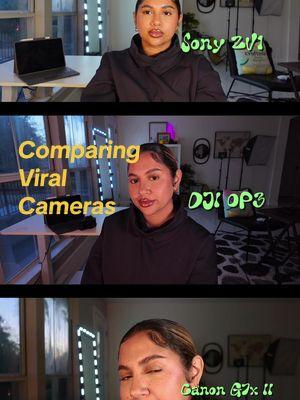 Which one do you like for vlogging? I’ll rank how I use mine.  1. @DJI Osmo pocket 3 for vlogging out of the house, sit downs etc. my go to.  2. @SonyElectronics ZV1 for vlogging also, but I usually like to use it for sit down YouTube videos.  2. @canonusa G7x mark II, I only use this camera for photos, I find the stabilization and focus on it is rough, the mark 3 is likely way better for video since the mark 2 is 10 years old and just happened to go viral last year for IG photos!  ALL get put to use around here lol  #cameracomparison #sonyzv1 #canong7xmarkii #djiosmopocket3 #djicreator 