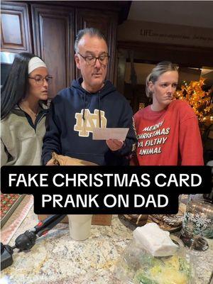 Dad is still convinced he knows the lady in the pictures of the fake christmas card 😭😭😭 #fypシ #dave #dadsoftiktok #creatorsearchinsights #prank #dadprank #family  #christmasprank #dad 