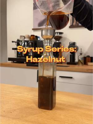 SYRUP SERIES: Hazelnut.  RECIPE: 1/2 C Brown sugar 1/2 C Sugar 1 C water 1/2 C roasted hazelnuts  1 1/2 tsp Hazelnut emulsion #coffeesyrups #coffeerecipe #coffeeathome #coffeerecipesathome #espresso #espressotiktok