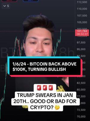 Trump Inauguration Good Or Bad For Crypto🤔 Bitcoin BACK Above $100k‼️ #crypto #cryptok #cryptonews  #cryptocurrency #altszn #bitcoin #stocks #inflation #investor #trump ##greenscreen