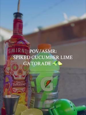 @RIMDRIP Spiked Cucumber Lime Gatorade using @Smirnoff Tamarindo Vodka!🔥 #POV #ASMR #Gatorade #CucumberLime #Bar #Bartender #DoubleShot #FYP #Cocktails #ChamoyDip #CucumberLimeGatorade @Gatorade 🧡