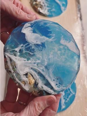 Beachy epoxy resin coasters. Results at end of video. #karenhammondart #epoxyresin #coasters #beach 