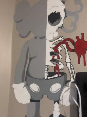 Tired as hell 😭😭 posting the final results soon ! 😮‍💨 #kaws #wallart #wallartpainting #wallartdesign #wallmural #wallmuralpainting 