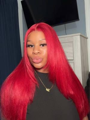 Flash Sale 26"=$169 | Eullair Cherry Red Straight Wig Link in bio @eullair hair @eullair hair shop #fyp #isistkeyah #eullairhair #wiginstall #cherryhair #flashsale #wigs #straightwig #