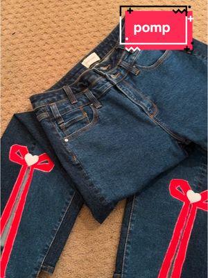 pomp jeans with me ♥️ #bows #hearts #sewing #customclothes #pomp #smallbusinessowner @Pomp 