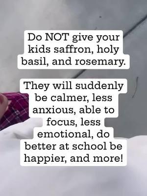 Unlock the secret to a calmer, focused, and happier child with this important advice: Do NOT give your kids saffron, holy basil, and rosemary. Discover why this powerful combination can transform their well-being and unleash their true potential.   Comment "KID" to learn more or go to my 🔗 in my b!0🫶 #HappyChildhood #UnlockTheirPotential  #ParentingTips #HappyChildhood #UnlockTheirPotential #HealthyKids #NaturalWellness #EmotionalBalance #FocusAndConcentration #HolisticParenting #NurtureTheirWellbeing #ChildhoodWellness #kidsmood_moms 