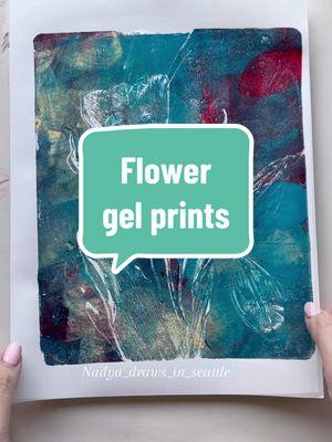 Flower gel prints 🌷🌿❤️ #gelprint #monoprint #gelplateprinting @GelPressPrintmaking #gelpress 