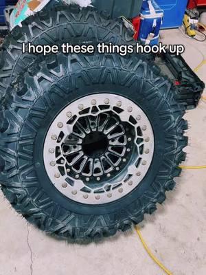 Hope these things don’t suck!  #tire #beadlock #rzr #canam #utv #atv #offroad #alba #tubechassis #offroading #turbos #aluminum #wheels #beadlocks 