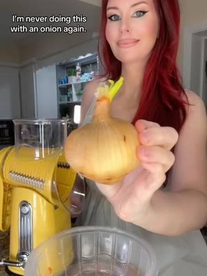 The Onion. #oniontok #rotarygrater #susteas #cheesegrater #cook #onion #stinky #mistake #neveragain #kitchen #kitchengadgets #fyp #beforeandafter #review #FoodTok #foodtiktok #tictokshop #gadget #rotary #mess #omg SUSTEAS Rotary Grater with Handle, with 5 Well-Designed Bladand Strong Suction Cup Base