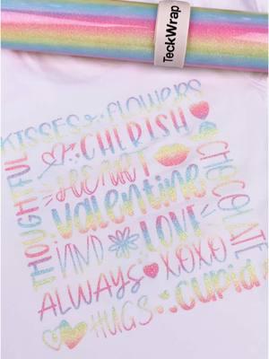 A vinyl with multiple colors—check out the charm of this rainbow glitter🌈✨ Material 🌈Ombré Glitter HTV Cotton Candy 🌈TeckWrap Squeegee Discover more on teckwrapcraft.com > Vinyl > Heat Transfer Vinyl > Glitter HTV #teckwrapcraft #teckwrapvinyl #SmallBusiness #ironon #heatpress #glittervinyl #HTV #valentine #ValentinesDay #Vday #vdaygift #rainbowcolors #LoveIsLove #fyp #foryou 