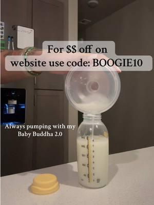 Thinking of getting the Baby Buddha Pump of any other product? USE CODE: BOOGIE10 for $$$ off on their website! 🐮💕 #milk #fyp #fypシ #explore #breastmilk #pumping #pumpandpour #momtok #moms #MomsofTikTok #pourmilk #babybuddha #babybuddhabreastpump #discount 