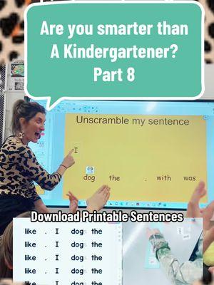 Are you smarter than a Kindergartener part 8! Learn English with scrambled sentences! #mrssmithscatchysongs #learnenglish #readenglish #english #learnenglishdaily #teacherteaching #englishlesson #learntoread #sentences #sentence #interactivelearning #kindergartenteacher #fypシ゚viral 