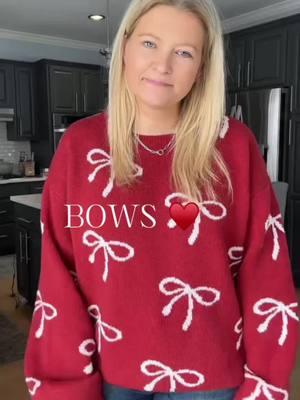 Say the word BOWS and I am sold! #bows #bowsweater #knitsweater #oversizedsweater #comfy #dropshoulder #bellsleeves #valentinessweater #holidaysweater #womensfashion #sweaterweather #sweaterstyle #TikTokShopFashion #ttslevelup #giftguide #ttsdelightnow 