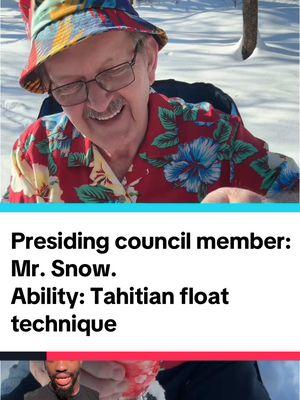 Presiding council member:  Mr. Snow.  Ability: Tahitian float technique #marco #lore #tahitiantreat #floatdayfriday #thewhyteelephant 