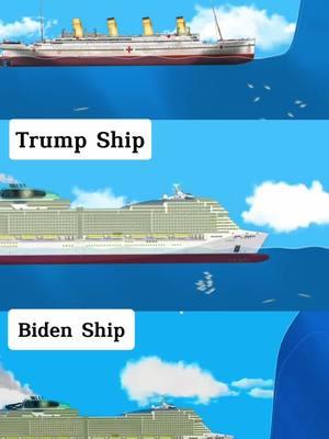 Trump ship vs Biden Ship vs Harris Ship vs 🌊 😱 #ship #bigwaves #titanic #tsunami #trump #biden #harris #fypシ #foryou #floatingsandbox #disappear 