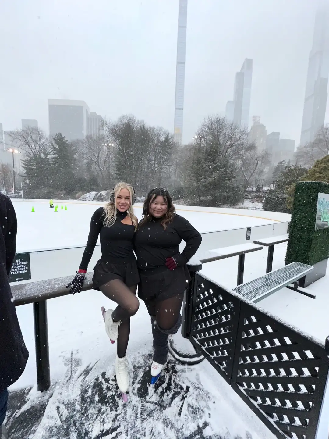 What a blast skating in the snow @Wollman Rink NYC! @Laine on ice⛸️🧚🏼‍♀️ @elisabeth.swh @Lauren Macdonald @Emme💞  #newyork #wollman #nyc #wollmanrinknyc #figureskating #figureskater #IceSkating #wollmanrink #iceskater #iceskatingtiktok #adultfigureskater #figureskatingtiktok 