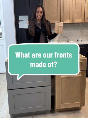 What are our cabinet door and drawer fronts made out of? #kitchencabinets #cabinetdoor #lilyanncabinets #kitchencabinetmakeover #woodcabinets 