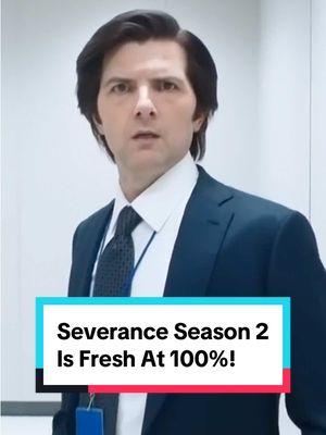 The first reviews are in for #Severance Season 2 - currently it's Fresh at 100% on the Tomatometer, with 23 reviews. #tv #rottentomatoes #reviews #critics #tvtok #adamscott #apple