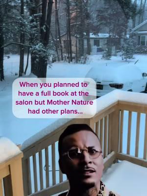 So much for being fully bookes this week. 😑🙄❄️⛄️ Be safe! ❄️🫶🏼#snow #snowday #noyourenot #hairstylist #idohair #yourstylist #mothernature #mothernatureismad #snowatthebeach #bookedstylist #Meme #MemeCut #memenatal #capcut #tiktok #fyp 