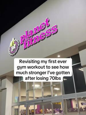 Revisiting my first ever gym workout to see how much stronger I’ve gotten after losing 70lbs! #TheLoseItLog #HealthJourney #WLJourney #planetfitness #planetfitnessfriend @Planet Fitness #plussizegym #plussizegymgirl #GymTok #GymTok 