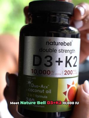 Shine brighter with Vitamin D3 + K2—your wellness essential! #VitaminD3K2 #D3K2 #supplements #energyboost #vitamins #healthtips #wellness #naturebell 