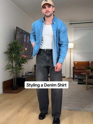 Styling a new denim shirt #menstyle #mensoutfit #outfitinspo #casualstyle 