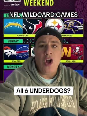 2025 NFL Football #Wildcard Weekend Games. I would not be surprised if All 6 Underdogs covered ATS this weekend. #wildcardweekend #nflpicks #wildcardround #nflwildcards #wildcardgames #nflbetting 