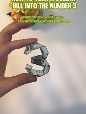 How to turn a dollar bill into the number 3#giftideas #DIY #crafts #howto #origami #money #dollar #easytutorial #art #handmadewithlove #number #3 