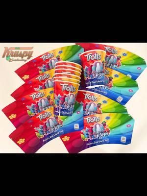 Trolls Party Favors  Full wrap cups  #kriispypartyfavors #kriispykoordinating #trolls #trollsthemed #trollsparty #trollspartyfavors #trollsthemeparty #trollstheme #birthdaypartyideas #girlparty #2ndhbirthday #itsabirthdayparty #trollspartydecor #custompartyfavors  #partyboxes #treatboxes #DIY #craft #trollspartyboxes #trollscups #trolltreatboxes #trollplacemat