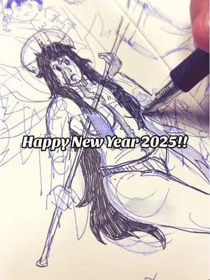 Happy New Year! Welcome 2025! Idk I’ve been more distant on social, but if you’re new to my page: welcome :)  I’m Eli, I’m a professional illustrator and graphic designer, but I like to post a lot of notebook, journaling, drawing, and stationery content. I hope you enjoy your stay!  Here, I’m working out ideas on a sketch that I’ll soon make into a illustration for a band that’ll use it for their merchandise. It’s fun when folks order commissions from me and just let me do my thing :)) This is a sketch in my traveler’s notebook that I carry around with me. #travelersnotebook #sketchbookdrawing #sketching #pensketch 