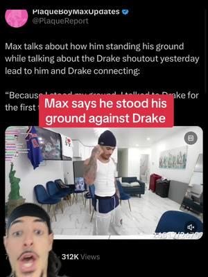 Plaqueboy Max says he earned his follow from Drake by standing his ground against him when he was brought up in a laughing manner on stream with Adin Ross #adinross #plaqueboymax #plaqueboymaxclips #viral #fyp #drake #greenscreen