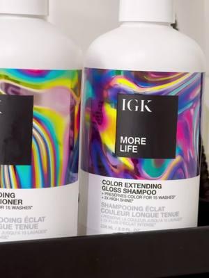 One wash is all it takes 🚿 More Life Color-Extending Gloss Shampoo and Conditioner leaves color treated hair feeling healthier and 2X shinier! 🌈  #colorcare #shampoo #conditioner #dyedhair