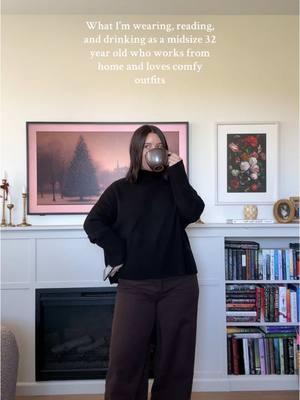 1.7.25 dob of the day 📖 brown and black outfits will always be a favorite ✨Current read: a love like the sun by Riss m neilson ✨Sweater & Jeans: @gap  #OOTD #doboftheday #midsize #cozyoutfit 