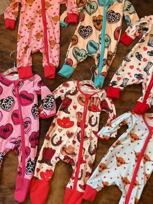 Dont miss out on the cutest cowkid valentines day sleepers! Custom and only at shootershooterboutique.net ❤️ #ValentinesDay #Love #babytok #cowkids #cowkidsoftiktok #countrykids #littlecowboy #littlecowgirl #rodeobaby 