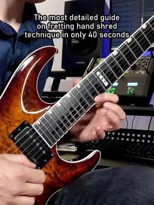 Okay, I know what you’re thinking 👇  1. No, it’s not grease on the fretboard. It’s GHS fast fret and I highly recommend it to make the strings extra slippery! 😏 2. Yes, I have a super detailed series of videos called “Fretting Hand Shred Mechanics” covering everything in this video and way more posted in “The Artists’ Guild”. #guitar #guitarra #guitarsolo #electricguitar #metalmusic #guitarlessons #shredguitar #metalguitar