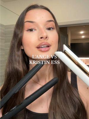 Kristin Ess vs. L’ange🤍 Which is your favorite?? #hair #hairstyle #hairtools #straightenercurls #flatironcurls #curlinghair #hairtutorial #testingproducts #kristiness #langehair 