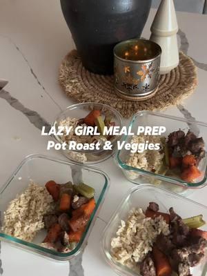 Lazy girl meal prep 🥕🥩 Crockpot meals are the best for meal prep & give such cozy vibes for the winter months ❄️ Make sure to save this recipe & let me know if you give it a try! Ingredients: - Stew Meat (I used trader joes 1.25lbs) - Brown Rice (you can also use red potatoes as your carb if you’d like) - 3 celery stalks, cut into 3” pieces - 1 cup beef broth or water - 4 large carrots, cut into 3” pieces / baby carrots - Half of a yellow onion (I used 1/4 but you can also use a full depending on your preference) - Salt (I used trader joes Portuguese salt it’s the best) - Pepper - Oregano - Basil - 1 bay leaf - 3 sprigs fresh thyme How to make it: 1. Season chuck roast with salt and pepper to taste. 2. Add onions, potatoes (if you use them), carrots and celery to a 6-qt slow cooker. Add chuck roast. Pour beef broth mixture (or water) over beef and vegetables and add seasonings 3. Cover and cook for 8 hours on low heat or 4 hours on high heat. 4. Discard bay leaf and remove cooked roast to a cutting board. Shred into bite-sized pieces with 2 forks and discard any fatty bits. (Skip if you used pre cut meat like me) 5. Dish and serve hot, garnished with fresh parsley (optional). 6. Enjoy! #mealprep #mealprepping #mealprepideas #mealpreps #mealprepsunday #mealprepdaily #mealprepmonday #mealinspo #mealideas #mealpreprecipes #recipeoftheday #recipes #crockpot #crockpotmeals #crockpotcooking 