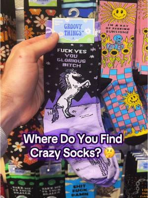 We have all the crazy socks 😜🖤🧦 #socks #fyp #4u #novelty #🎁 #edgy #funny #funnygifts #😂 #🧦 #gifting #crazy #crazysocks #toofunny #giftsforher #🖤 #😜 