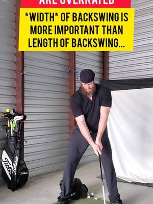 If you don't have a mega long backswing but have been trying to then this is for you... First of all, don't sweat it if you don't have a longer backswing because you can still move it out there with the big boys with a few adjustments... Always remember that a longer backswing only lengthens the runway... It doesn't increase the power of the engine! We all know golfers with a long, flexible swing who hit it nowhere... What's more important is width in your backswing... And a longer backswing is only truly longer so long as width is preserved... We all also know a golfer or two with a "short" but wide swing who pounds it... Most golfers with a shorter swing have it because they lack flexibility in one or several areas... So the problem is when they try to lengthen it they end up doing something that  auses them to break down... Which causes them to lose width and not create any more speed... Plus it leads to inconsistencies... None of us want that! There are 2 BIG takeaways here: 1. A swing can only get so long anyway, so it would be better to work in creating more speed within your given range while maintaining width... *Acceleration* speed in particular is important to work on (yes there are different types of golf specific speed training)... Going back to the airplane and runway example... The plane that can accelerate faster can still take off with a shorter runway! 2. If you want to work on a longer swing then stop ✋️... Wait, what?? Hear me out... Trying to force the club back there longer and farther will lead to mechanical failure... Bad for a plane, bad for a golf swing! Instead, just work on developing more flexibility in specific areas... What you will find is with more flexibility your backswing will naturally want to be longer... You will actually have to purposely try not to at that point!  Hope this helps. 💣🏌‍♂️🤙 #swingspeed #clubheadspeed #golffitness #stronggolfers #joshuacrews #golfworkout #ballspeed #golffitnessspecialist #golftok #golftiktok #golfr #golfer #pga #golftips #golfdrills #golfswing #golflesson