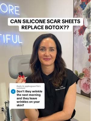 Replying to @applesgreen716 while silicone scar sheets might provide a temporary smoothing effect, it does ❌not❌ do the same thing as Botox! 💉 #siliconescarsheets #botox #botoxnatural #botoxhack #antiaging #cosmeticprocedures #wrinkles 