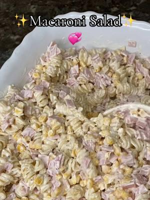 Sopa Fría/Macaroni Salad😋 Perfect for any occasion ! Ingredients: Your choice of pasta 12 oz Ham 1 can of corn  Mayo  Salt Black Pepper  #Foodie#mexicanfood#macaronisalad#sopafria#tacosdorados#comidamexicana#recetasfaciles#foodtiktok#comidatiktok#foodies#DinnerIdeas#comfortfood#rbd#dinnerformyhusband#mexicantiktok