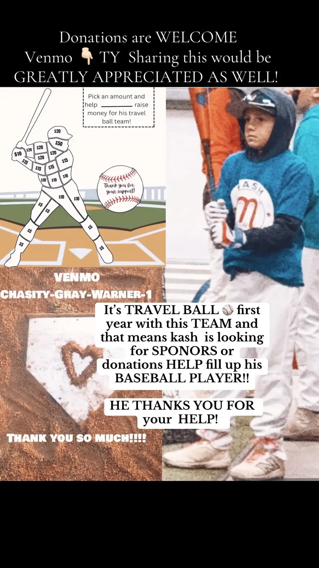 Help KASHMAN fill his BASEBALL PLAYER for his travel  ball! ♥️⚾️💙 WE TRULY APPRECIATE UR HELP!    #baseball  #travelballmom  #baseballlife #Summer #baseballtiktoks 