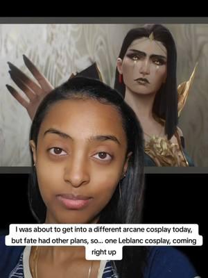 I think ive got everything for a closet cosplay and the time (and lack of sanlty) to do it. One leblanc cos coming right up. . #Cosplay #arcanecosplay #greenscreen #arcaneseason3 #arcaneseason2 #fyp #arcane #leblanc #blackcosplayer #noxus #vladimir #mel 