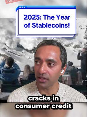 Chamath: Two Reasons Stablecoin Usage Will Surge in 2025 1) Last year, stablecoin usage became uncoupled from crypto volatility for the first time 2) In the first half of 2024, stablecoins (~$8.5T) had more than 2x the transaction volume of Visa (~$3.5T) Chamath explains why:  "(Stablecoins) started to be used for wholesale useful functions in running businesses." So, what's next? " I think what we have now is something that has fundamentally crossed a point of no return." "I think we're going to finally attack the duopoly of Visa and MasterCard." "I think you're going to see an innumerable number of use cases that sit and use stablecoin rails." "And I think stablecoins could quadruple or quintuple by the end of '25." "I think it's just going to be an enormous market." #stablecoins #crypto #tech #bitcoin #payments #startups #fintech #business #learn #clips #podcast #allinpodcast #allin #finance #money 