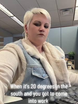 When it’s 20 degrees in the south and you got to come into work #foryoupage #foryou #worklife #workhumor #workshenanagins 