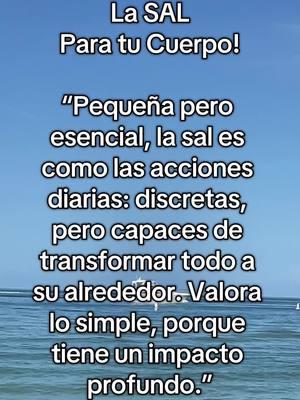 “Martes  🎶❄️de esencia: 🧜🏻‍♀️ Así como la sal equilibra los sabores, también equilibra la vida. Pequeña pero poderosa, recuerda siempre su valor en tu cuerpo y en el mundo.” #DiabetesTipo2 #ControlDeAzúcar #sal #SaludNatural #VidaSaludable 