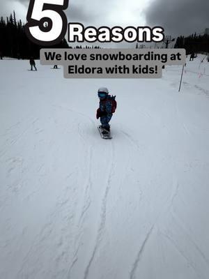 Favorite Resort to bring my kids to and meet friends has to be Eldora!  🎿 It’s only 60 minutes from Denver. ⛷️ Parking is free with two or more people! 🏂 My oldest can ride Little Hawk while I practice with our toddler. ❄️ We can text friends last minute and meet them in an hour. 🎿Caribou Lodge is right next to the magic carpet! #colorado #snowboard #ikon #eldora #ikonpass #toddler #toddlersoftiktok #littleshredder #burtonsnowboard 